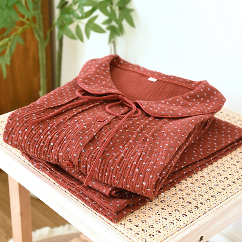 Red Cotton Set with Rose Details