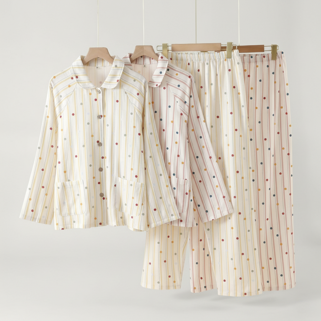 Striped Pajama Set with Collar