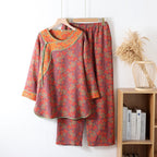 Floral Closure Cotton Pajama Set