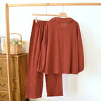 Red Cotton Set with Rose Details