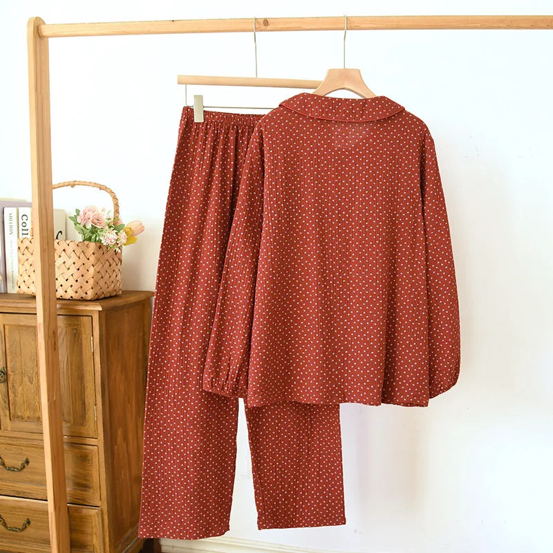 Red Cotton Set with Rose Details