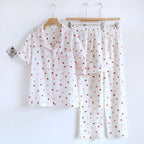Heart-Patterned Cotton Pajama Set (3-Piece)