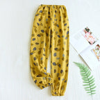 Leaf-patterned jacquard pajama bottoms