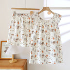 Pastoral Patterned Cotton Pajama Set
