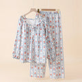 Vintage Floral Striped Pajama Set