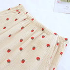 Strawberry-Patterned Cotton Pajama Set