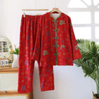 Bow-Buttoned Loungewear Set