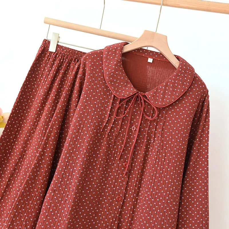 Red Cotton Set with Rose Details