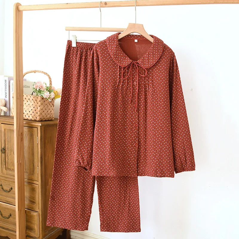 Red Cotton Set with Rose Details