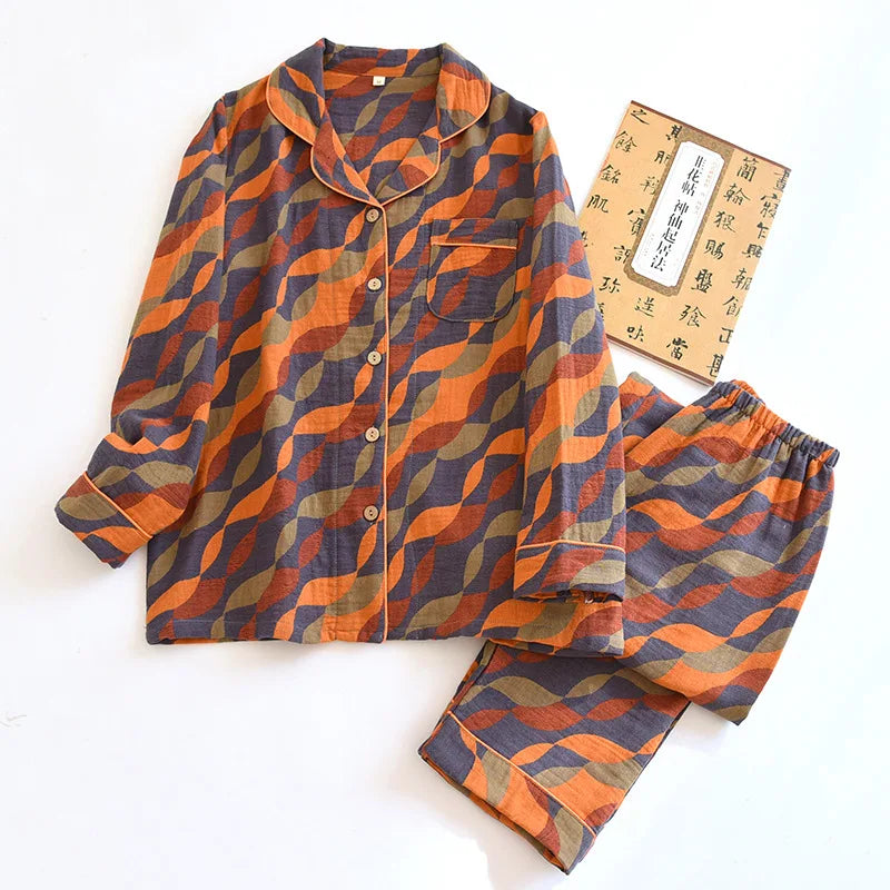 Colorful Patterned Long Pajama Set