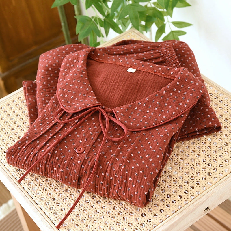 Red Cotton Set with Rose Details