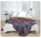 Floral-patterned cotton tulle towel blanket
