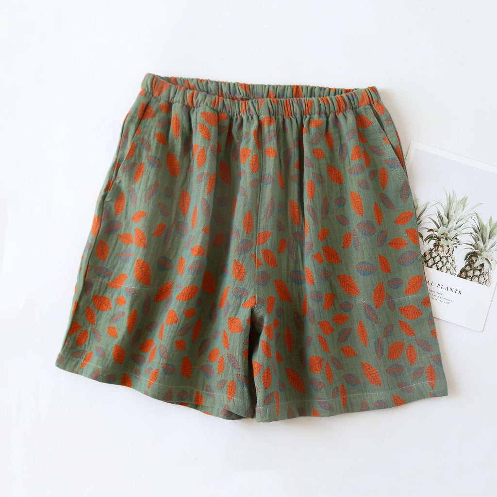 Floral Leaf Pajama Shorts