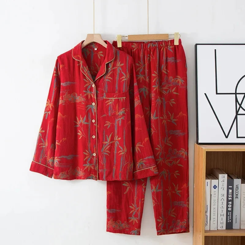 Long-Sleeve Patterned Pajama Set