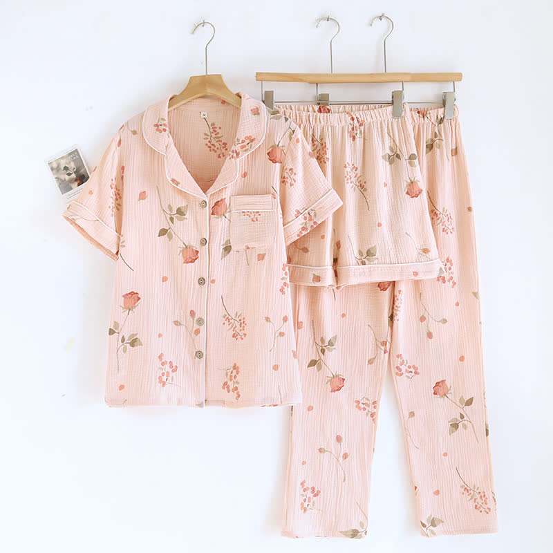 Country Rose Short Pajama Set (3 Pieces)