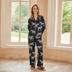 Zebra-Print Satin Pajama Set