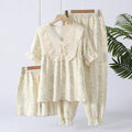 Lace-Detail Short Pajama Set (3-Piece)