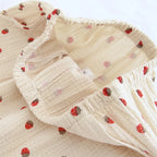 Strawberry-Patterned Cotton Pajama Set