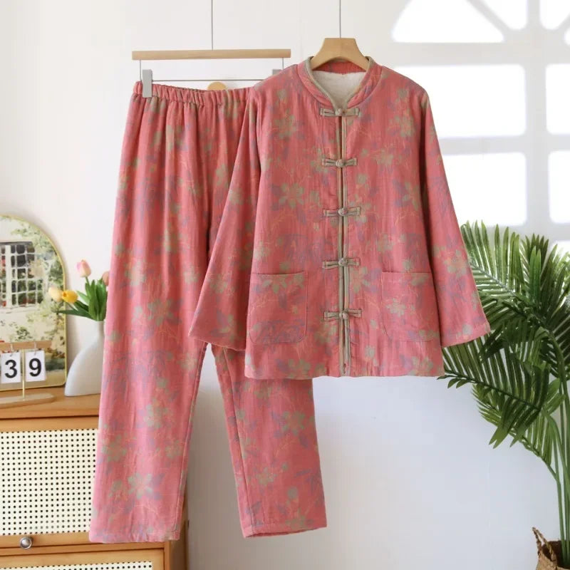 Bow-Buttoned Loungewear Set