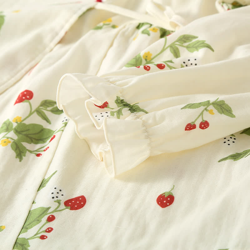 Strawberry Print Cotton Pajama Set