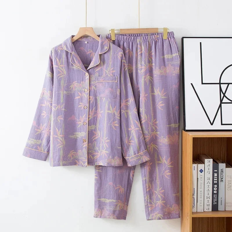 Long-Sleeve Patterned Pajama Set