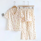 Heart-Patterned Cotton Pajama Set (3-Piece)