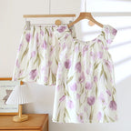 Pastoral Patterned Cotton Pajama Set
