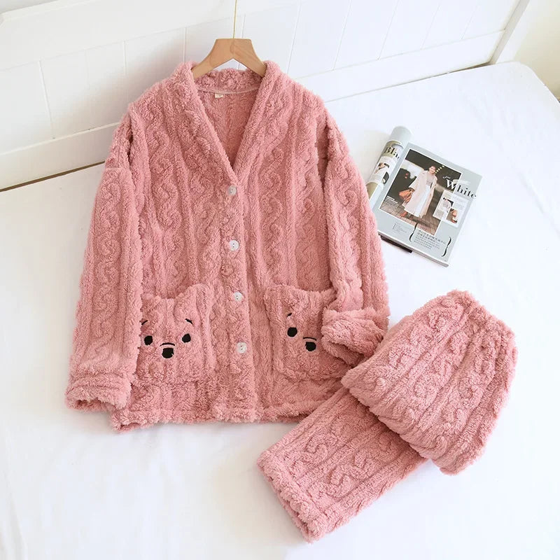 Cute Plush Long Pajama Set