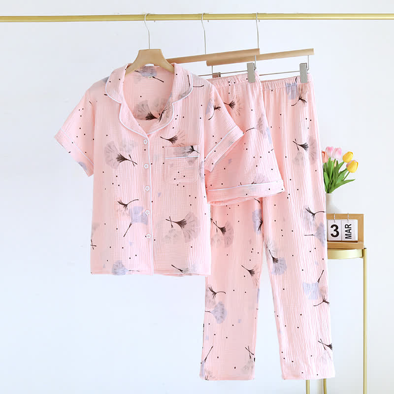 Ginkgo Leaf Pajama Set (3-Piece)