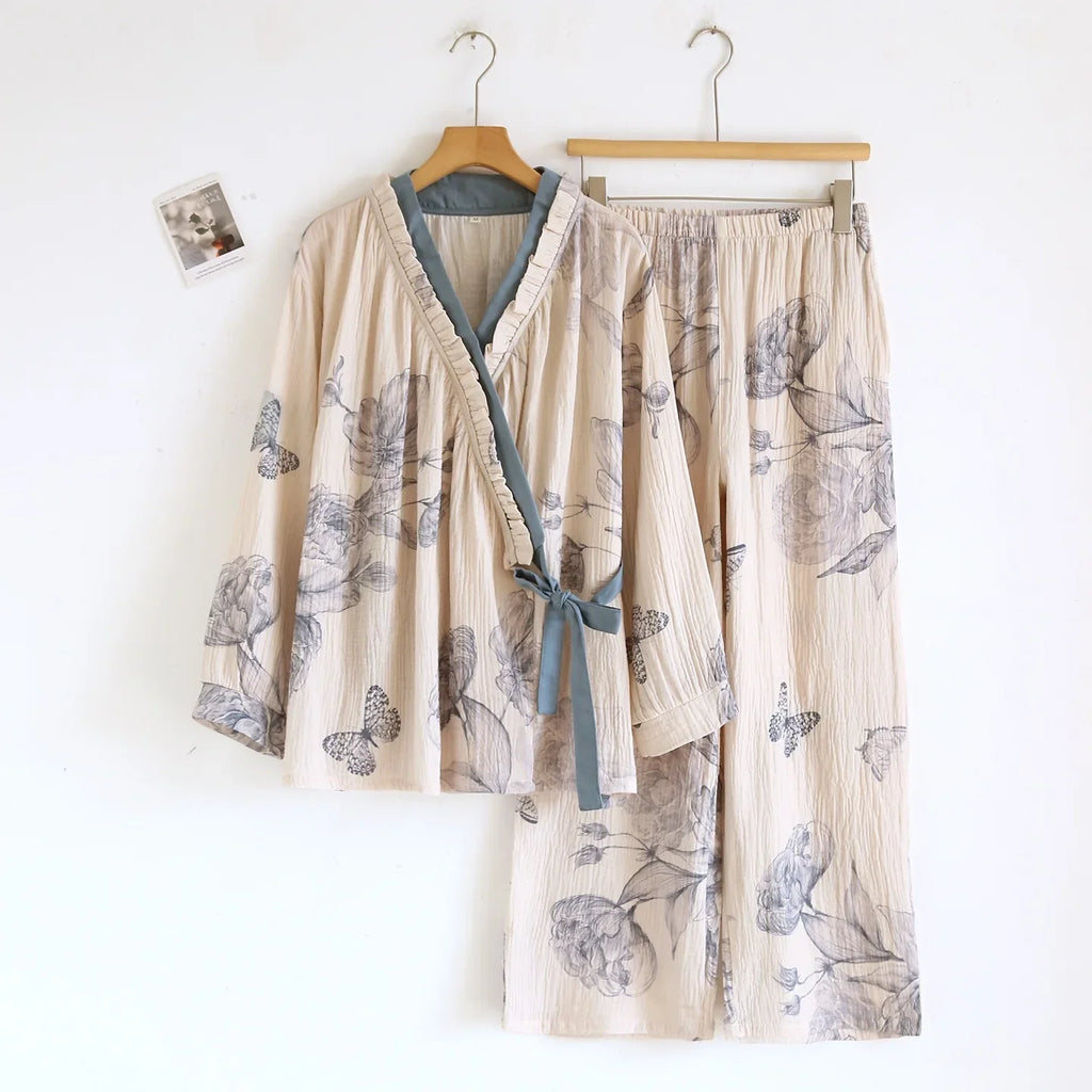 Kyoto Butterfly Cotton Kimono Set