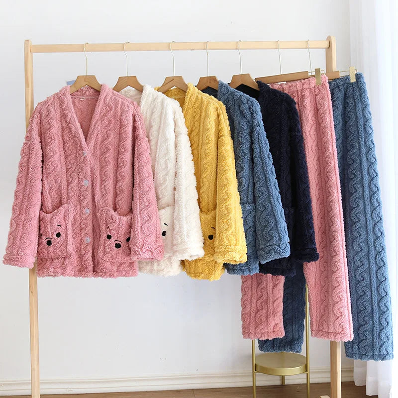 Cute Plush Long Pajama Set