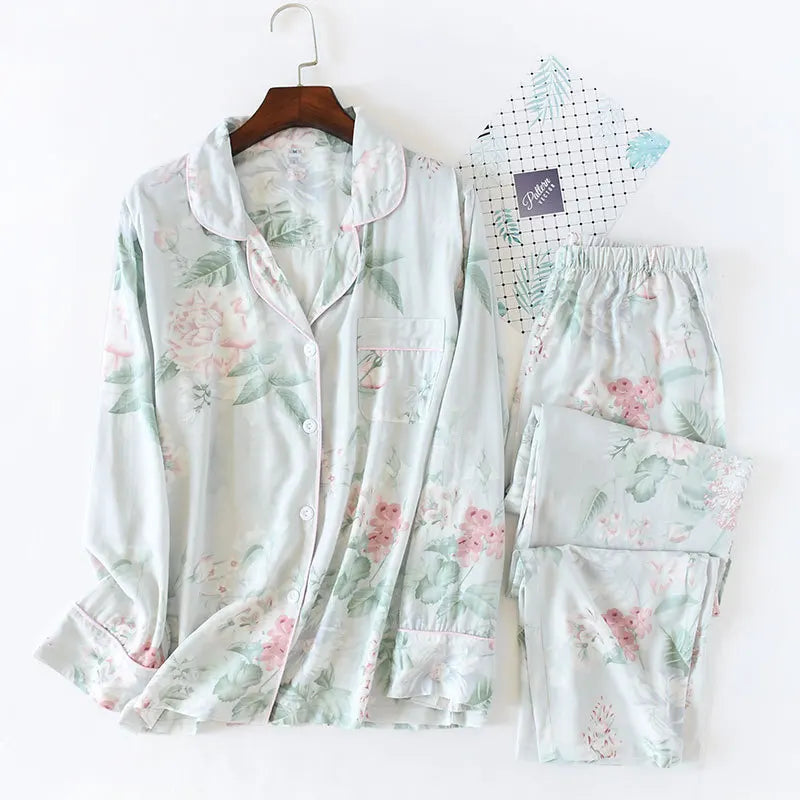 Elegant Rose-Patterned Pajama Set