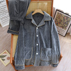 Solid Color Collared Flannel Pajama Set