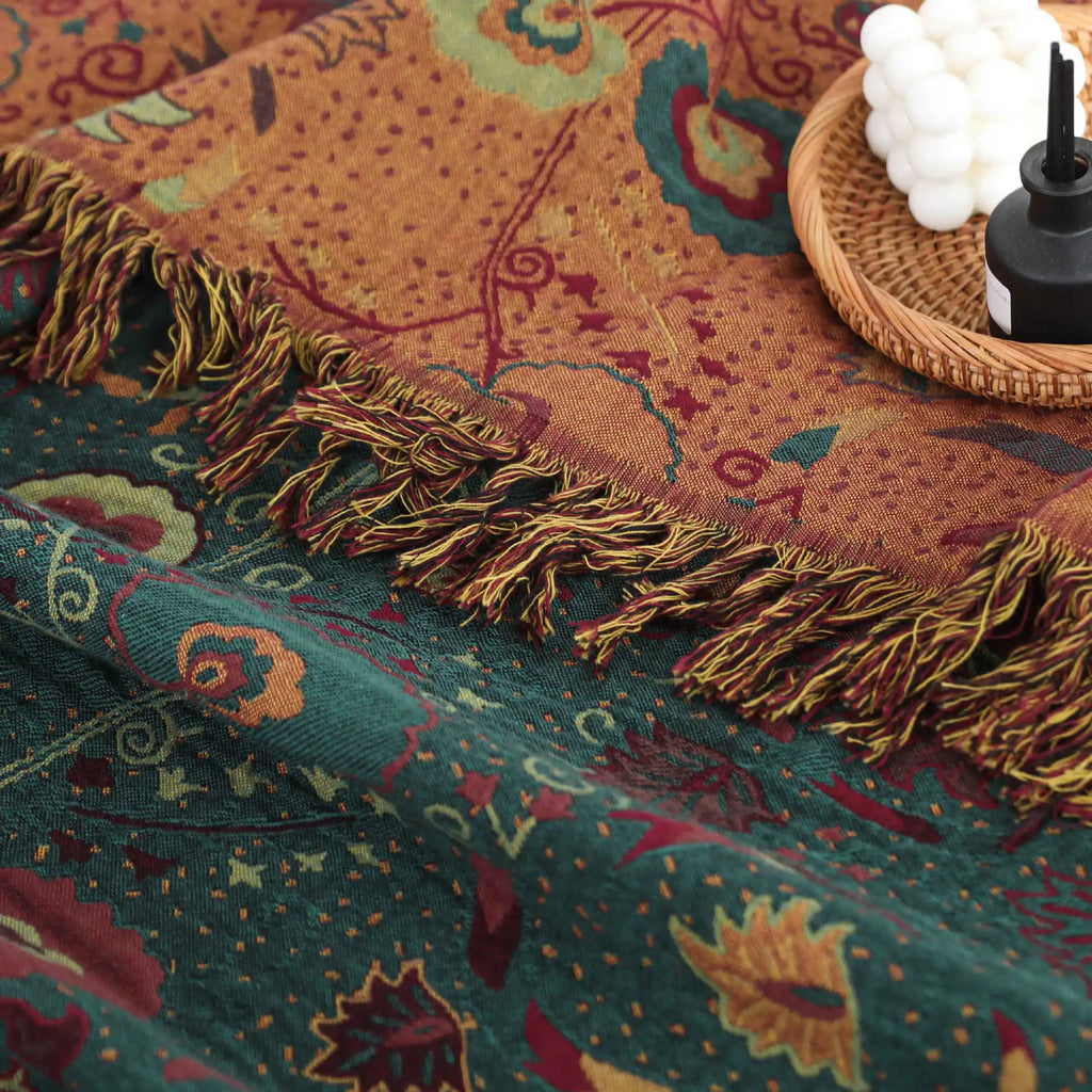 Floral Patterned Tulle Cotton Towel Blanket