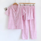 Short-Sleeve Plaid Set (3 Pieces)