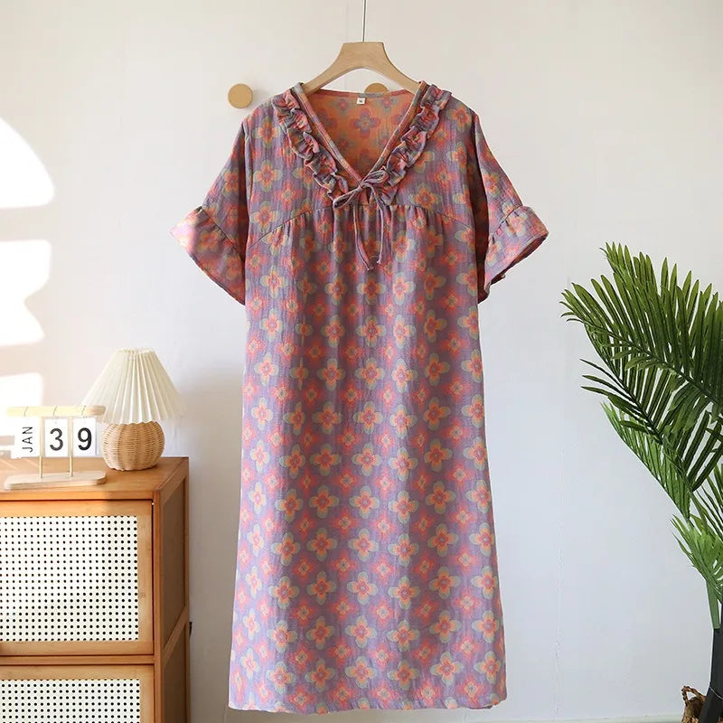 Floral Print Short-Sleeve Nightdress