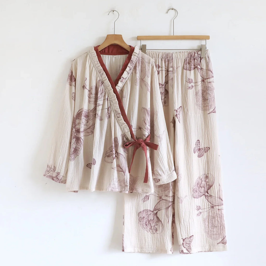 Kyoto Butterfly Cotton Kimono Set