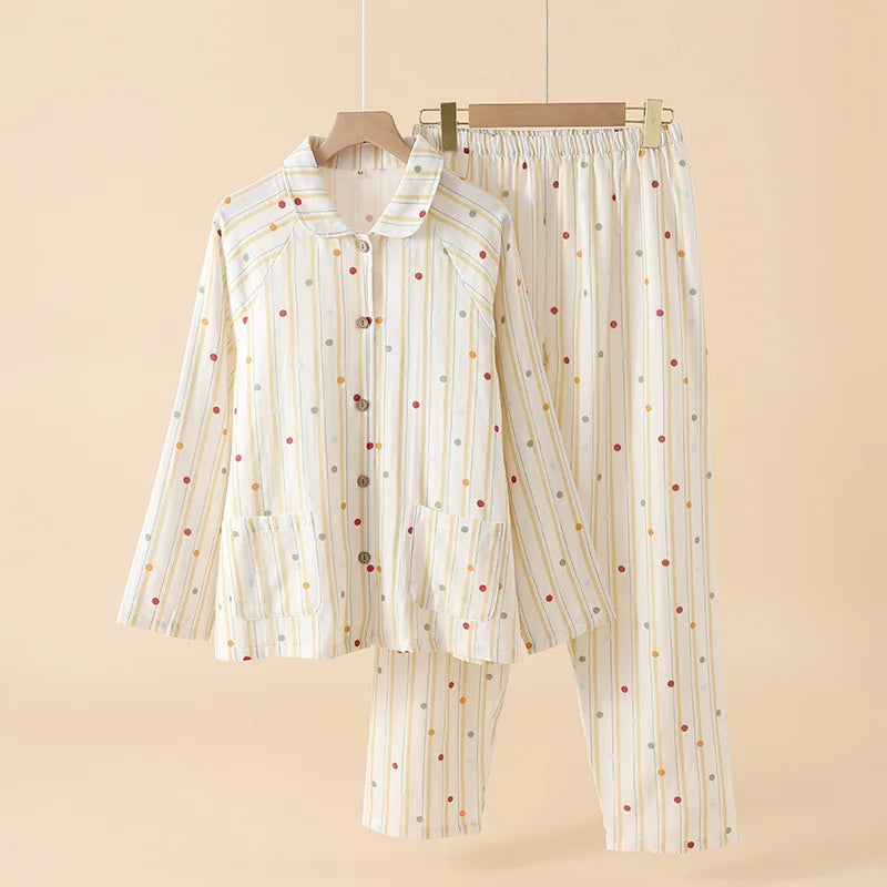 Striped Pajama Set with Collar
