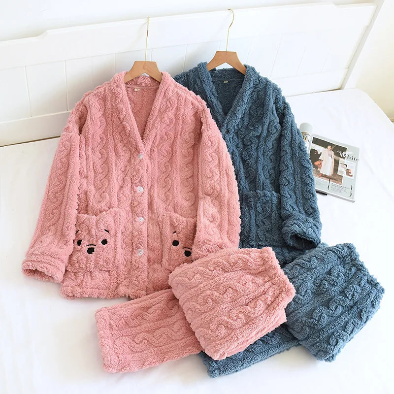 Cute Plush Long Pajama Set