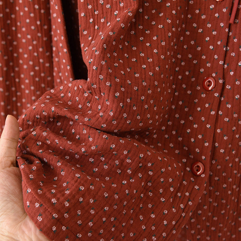 Red Cotton Set with Rose Details
