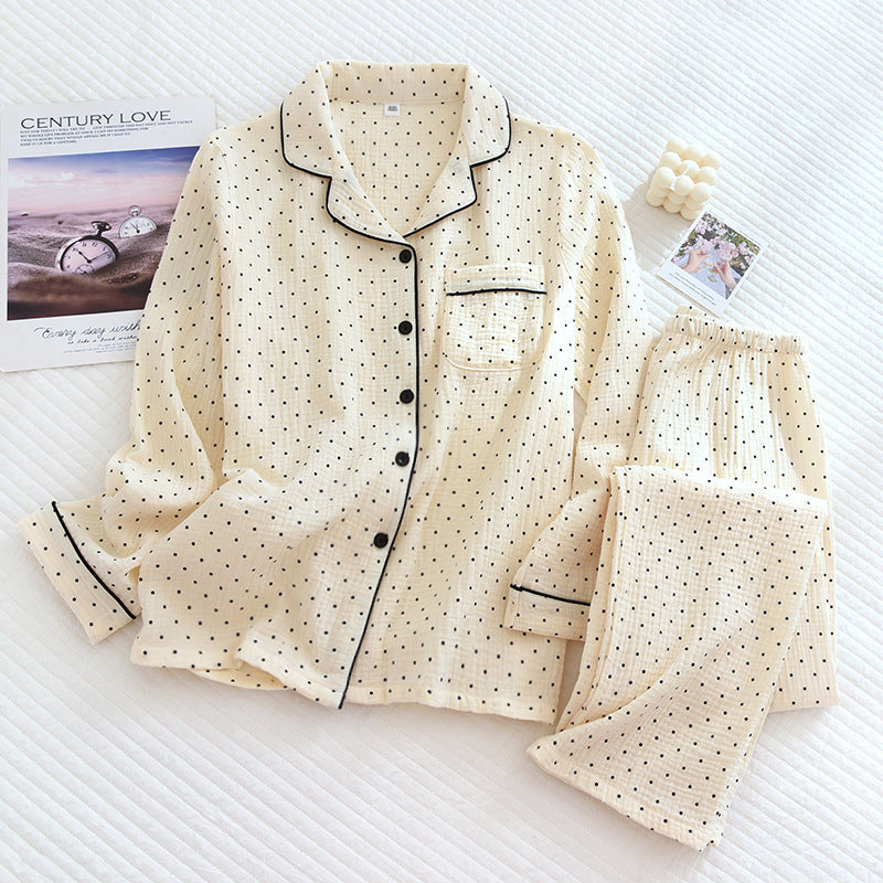 Long Dot-Pattern Pajama Set