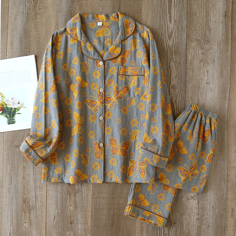 Vintage Cotton Butterfly Pajama Set