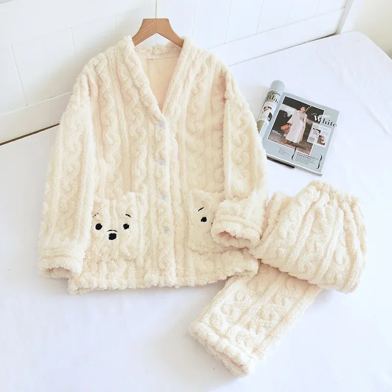 Cute Plush Long Pajama Set