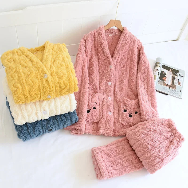 Cute Plush Long Pajama Set