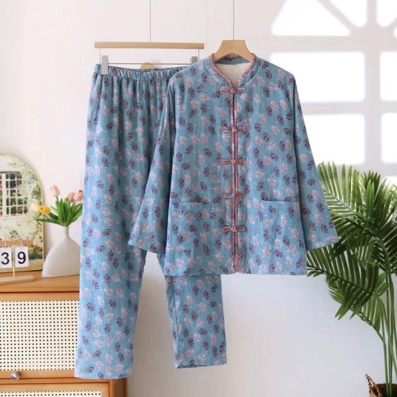 Bow-Buttoned Loungewear Set