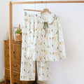 Bow-Detail Patterned Pajama Set