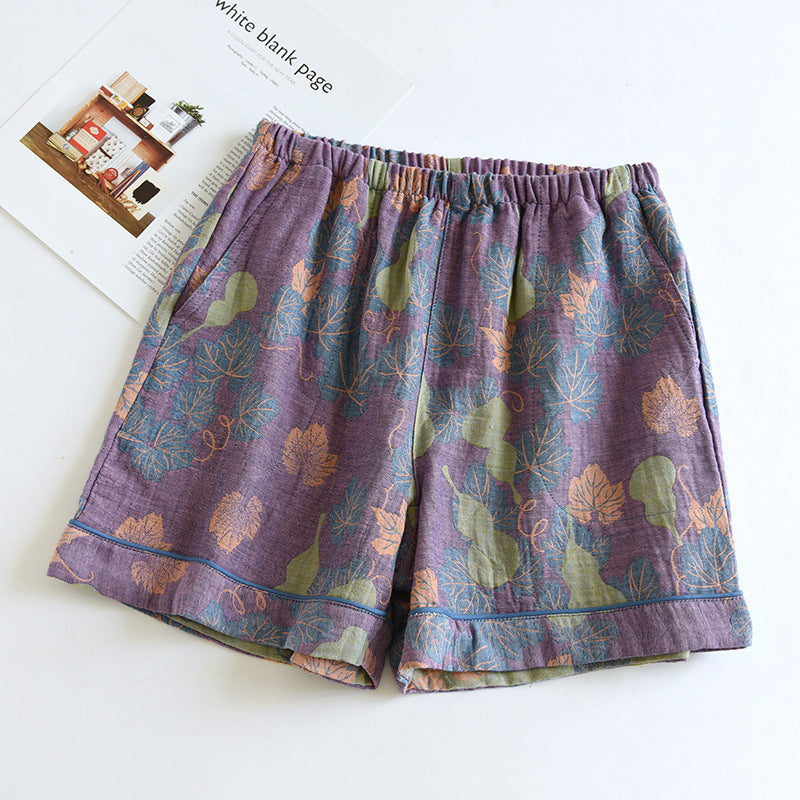 Double-Layer Cotton Pajama Shorts