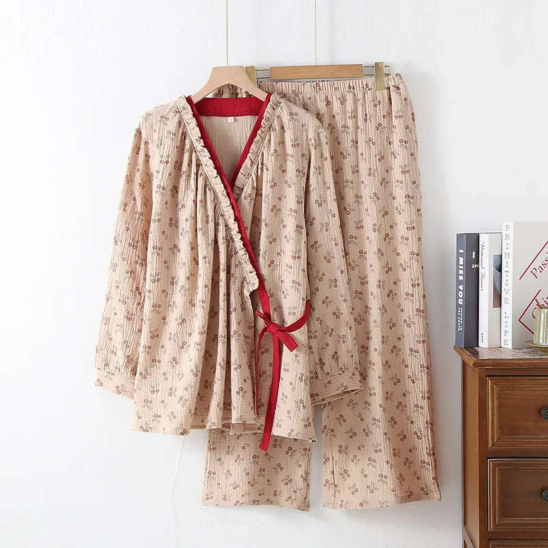 Cherry Blossom Cotton Kimono Set