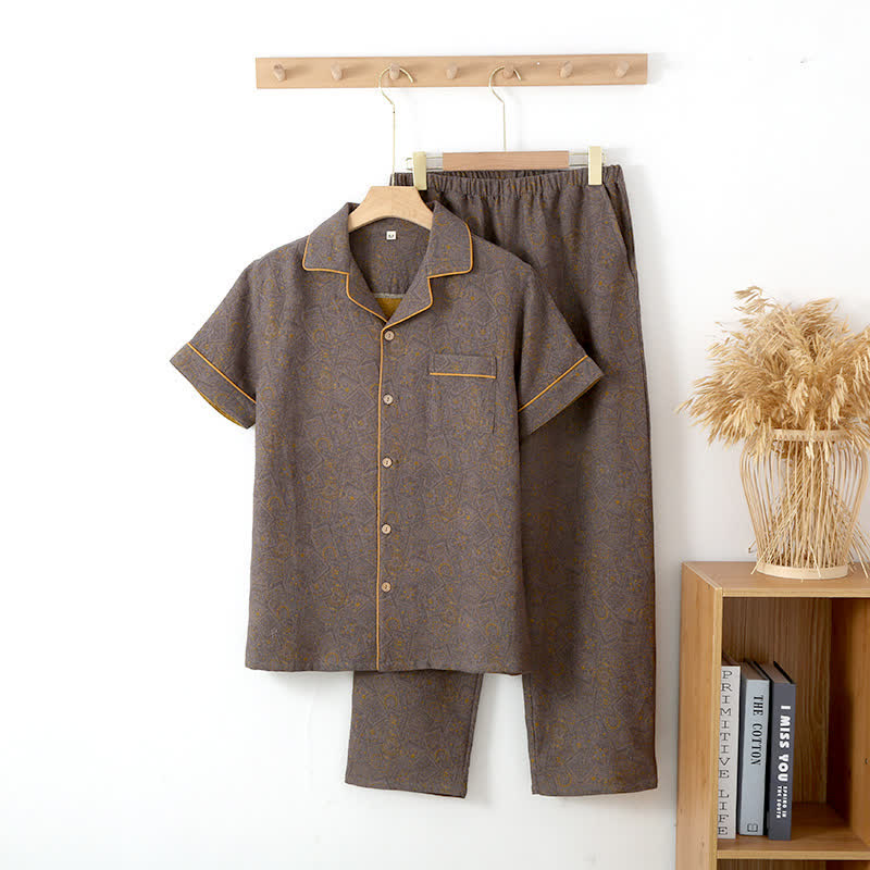 Neutral Double-Layer Cotton Pajama Set
